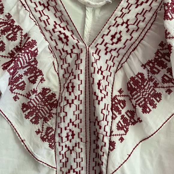Anthropologie Reath & Wren Red and White Embroidered Tank Top Size M Like New - Picture 2 of 5